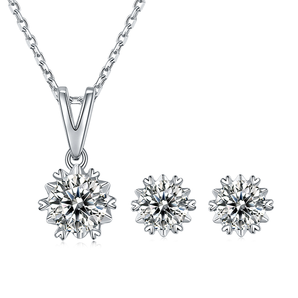 925 Silver Gold Plated VVS moissanite Jewelry Set