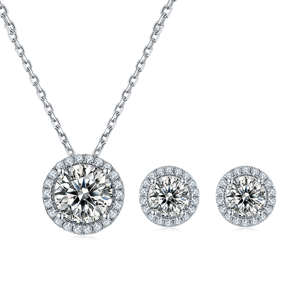 925 Silver Gold Plated VVS moissanite Jewelry Set