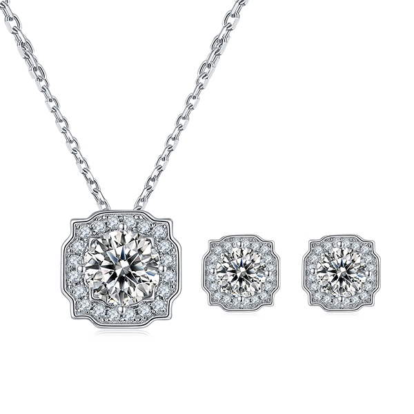 925 Silver Gold Plated VVS moissanite Jewelry Set