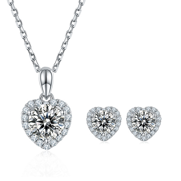 925 Silver Gold Plated VVS moissanite Jewelry Set