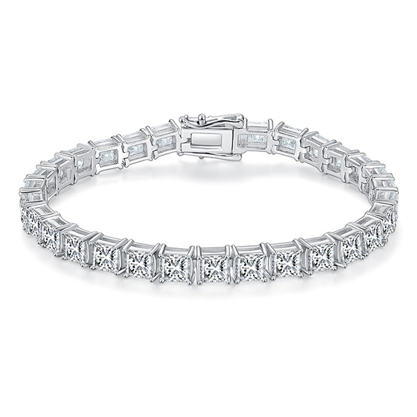 Square Stonework Tennis Chain S925 Silver Plated Platinum Bracelet with Moissanite 0.5CT Particle D VVS