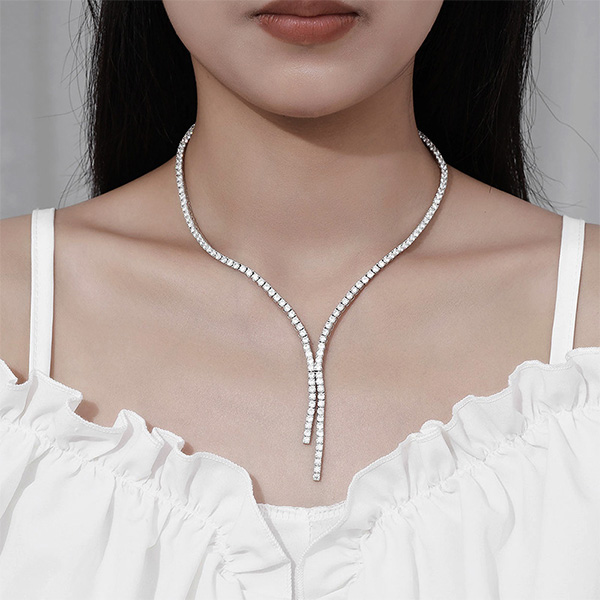 10 point diamond Mosang diamond tassel necklace, female pure silver, niche design, simple and high-end feeling, light and luxurious full diamond collarbone chain