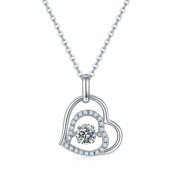 S925 silver platinum-plated smart moissanite diamond necklace 50 points D grade